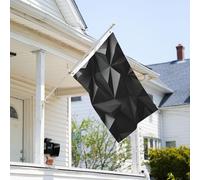 Drapeau de 0,9 x 6,1 m résistant à la décoloration pour l'extérieur - Bannière décorative noire - Drapeau de jardin géométrique double face avec œillets en laiton - Toile de fond amusante pour pelouse