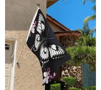 Drapeau de 0,9 x 6,1 m résistant à la décoloration pour l'extérieur - Bannière décorative noire et blanche - Drapeau de jardin double face avec œillets en laiton - Toile de fond amusante pour pelouse