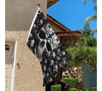 Drapeau de 0,9 x 6,1 m résistant à la décoloration pour l'extérieur - Bannière décorative noire et blanche - Drapeaux de jardin double face avec œillets en laiton - Toile de fond amusante pour pelouse