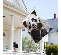 Drapeau de 0,9 x 6,1 m résistant à la décoloration pour l'extérieur - Bannière décorative - Panda mignon - Drapeau de jardin double face avec œillets en laiton - Toile de fond amusante pour pelouse