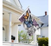 Drapeau de 0,9 x 6,1 m résistant à la décoloration pour l'extérieur - Bannière décorative - Papillons violets - Drapeaux de jardin floraux double face avec œillets en laiton - Toile de fond amusante