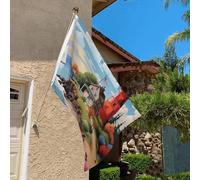 Drapeau de 0,9 x 6,1 m résistant à la décoloration pour l'extérieur - Bannière décorative - Phare côtier - Drapeaux de jardin double face avec œillets en laiton - Toile de fond amusante pour pelouse