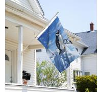 Drapeau de 0,9 x 6,1 m résistant à la décoloration pour l'extérieur - Bannière décorative - Pingouin de montagne enneigée - Drapeaux de jardin double face avec œillets en laiton - Toile de fond