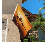 Drapeau de 0,9 x 6,1 m résistant à la décoloration pour l'extérieur - Bannière décorative pour avion au coucher du soleil - Drapeaux de jardin double face avec œillets en laiton - Toile de fond