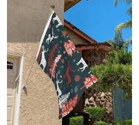 Drapeau de 0,9 x 6,1 m résistant à la décoloration pour l'extérieur - Bannière décorative pour extérieur, vache, cerf, arbre de Noël, drapeaux de jardin, drapeau mural double face avec œillets en