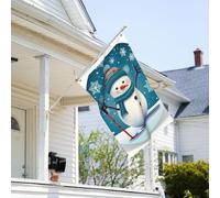 Drapeau de 0,9 x 6,1 m résistant à la décoloration pour l'extérieur - Bannière décorative pour Noël, ski, bonhomme de neige, jardin, drapeau mural double face avec œillets en laiton - Toile de fond