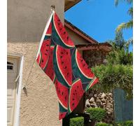 Drapeau de 0,9 x 6,1 m résistant à la décoloration pour l'extérieur - Bannière décorative rouge pastèque - Drapeau de jardin double face avec œillets en laiton - Toile de fond amusante pour pelouse