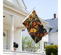 Drapeau de 0,9 x 6,1 m résistant à la décoloration pour l'extérieur Bannière décorative Tas de papillons monarques oranges Drapeaux de jardin Drapeau mural double face avec œillets en laiton Toile de