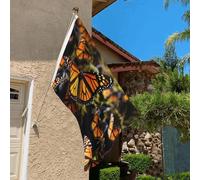 Drapeau de 0,9 x 6,1 m résistant à la décoloration pour l'extérieur Bannière décorative Tas de papillons monarques oranges Drapeaux de jardin Drapeau mural double face avec œillets en laiton Toile de