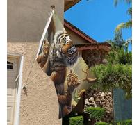 Drapeau de 0,9 x 6,1 m résistant à la décoloration pour l'extérieur - Bannière décorative - Tigres de la jungle - Drapeaux de jardin double face avec œillets en laiton - Toile de fond amusante pour