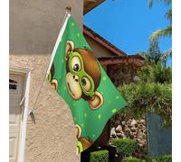 Drapeau de 0,9 x 6,1 m résistant à la décoloration pour l'extérieur - Bannière décorative verte - Singe intelligent - Drapeau de jardin double face avec œillets en laiton - Toile de fond amusante pour