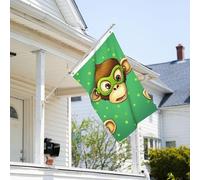 Drapeau de 0,9 x 6,1 m résistant à la décoloration pour l'extérieur - Bannière décorative verte - Singe intelligent - Drapeau de jardin double face avec œillets en laiton - Toile de fond amusante pour