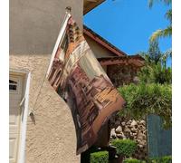 Drapeau de 0,9 x 6,1 m résistant à la décoloration pour l'extérieur - Belle bannière décorative sur le canal de Venise - Drapeaux de jardin double face avec œillets en laiton - Toile de fond amusante
