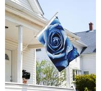 Drapeau de 0,9 x 6,1 m résistant à la décoloration pour l'extérieur - Belle rose bleue - Drapeau de jardin double face avec œillets en laiton - Toile de fond amusante pour pelouse, porche