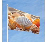 Drapeau de 1,2 x 1,8 m de beaux coquillages amusants pour toutes les saisons pour décoration de dortoir, fête en plein air