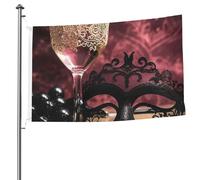 Drapeau de 1,5 x 2,4 m pour l'extérieur - Bannière amusante - Drapeau de jardin double face - Masque en dentelle - Bannières de bienvenue pour la maison, le jardin, la cour, la pelouse - Drapeaux de