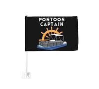 Drapeau de 12 x 18 po pour capitaine de ponton de voiture - Bateau ponton - Drapeau de fête de pontonnage pour voiture - Clip de fenêtre double face - à la décoloration -