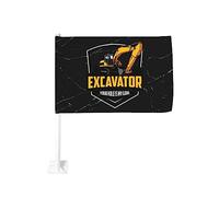 Drapeau de 12 x 18 po pour opérateur d'excavatrice de voiture Votre trou est mon objectif Drapeau de voiture de construction Clip de fenêtre double face d