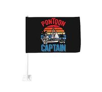 Drapeau de 12 x 18 po pour ponton de voiture, capitaine, vintage, ponton, bateau, drapeau de voiture, clip de fenêtre double face, résistant à la décoloration, drapeau de fenêtre de voiture étanche (s