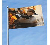 Drapeau de 150 cm x 90 cm - Double face - Bannière robuste avec 2 œillets de décoration - Drapeau de cour - Drapeau de canard au bord du lac - Drapeaux de bienvenue en polyester pour les vacances, la