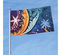 Drapeau de 150 cm x 90 cm - Double face - Bannière robuste avec 2 œillets de décoration - Drapeaux de cour à motifs aborigènes - Drapeaux de bienvenue en polyester pour les vacances, la cour toutes