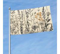 Drapeau de 150 cm x 90 cm - Double face - Bannière robuste avec 2 œillets de décoration - Drapeaux de cour floraux, herbes botaniques - Drapeau de bienvenue en polyester pour les vacances, la cour