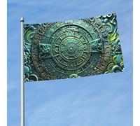 Drapeau de 150 cm x 90 cm - Double face - Bannière robuste avec 2 œillets de décoration - Drapeaux de cour - Calendrier maya - Drapeau de la fin du monde - Drapeaux de bienvenue en polyester pour les