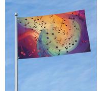 Drapeau de 150 cm x 90 cm pour extérieur et intérieur avec œillets - Drapeau vortex de musique pour extérieur, jardin, cour, bannière décorative - Drapeau de bienvenue saisonnier pour porche