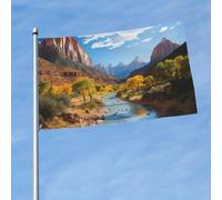 Drapeau de 150 cm x 90 cm pour extérieur et intérieur avec œillets pour le printemps et l'été - Drapeau de parc national de Zion pour extérieur, jardin, cour, bannière décorative - Drapeau de