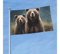 Drapeau de 150 cm x 90 cm pour extérieur et intérieur avec œillets - Rencontre printanière et été - Drapeau d'ours animal pour extérieur, jardin, cour, bannière décorative - Drapeau de bienvenue