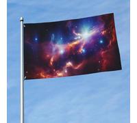 Drapeau de 150 cm x 90 cm pour extérieur et intérieur avec œillets - Univers étoilé pour extérieur, jardin, cour, bannière décorative - Drapeau de bienvenue saisonnier pour porche et décoration de