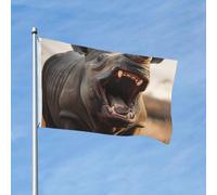 Drapeau de 150 x 90 cm double face robuste pour l'extérieur avec œillets - Animaux sauvages - Ouverture de la bouche - Drapeau de jardin pour extérieur - Pour décoration intérieure et extérieure
