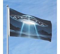 Drapeau de 6,1 x 0,9 m (90 cm x 60 cm) double face robuste pour extérieur avec œillets UFO la nuit Drapeaux pour extérieur, printemps, été, jardin pour cour, intérieur/extérieur