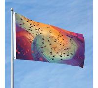 Drapeau de 60 cm x 90 cm pour extérieur et intérieur avec œillets - Drapeau vortex de musique pour extérieur, jardin, cour, bannière décorative - Drapeau de bienvenue saisonnier pour porche et