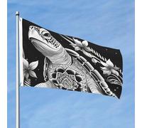 Drapeau de 60 cm x 90 cm pour extérieur et intérieur avec œillets - Printemps été - Motif tortue noir et blanc - Pour extérieur, jardin, cour, bannière décorative - Drapeau de bienvenue saisonnier