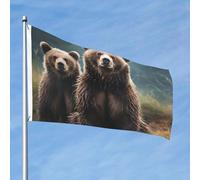 Drapeau de 60 cm x 90 cm pour extérieur et intérieur avec œillets Rencontre printemps-été, drapeau d'ours animal pour extérieur, jardin, cour, bannière décorative pour porche et décoration de ferme