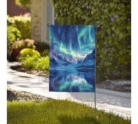 Drapeau de 71 x 40 cm - Décoration de jardin - Bannière robuste - Drapeau aurore boréale - Bannière de cour en polyester 200D - Drapeaux de bienvenue avec 2 œillets - Bannière d'extérieur pour les