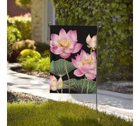 Drapeau de 71 x 40 cm - Décoration de jardin - Bannière robuste - Quelques fleurs de lotus - Bannière de cour en polyester 200D avec 2 œillets - Bannière d'extérieur pour les vacances en toutes