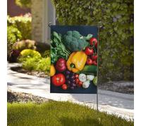 Drapeau de 71 x 40 cm - Décoration d'extérieur - Bannière robuste - Fruits et légumes frais - Drapeau de cour en polyester 200D avec 2 œillets - Bannière de jardin pour l'intérieur et l'extérieur