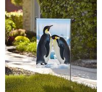 Drapeau de 71 x 40 cm - Décoration d'extérieur - Bannière robuste - Jeunes pingouins - En polyester 200D - Avec 2 œillets - Bannière de jardin pour les vacances - Toutes saisons