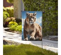 Drapeau de 71 x 40 cm - Décoration d'extérieur - Bannière robuste - Panthère - Lion de montagne - Drapeau de cour en polyester 200D avec 2 œillets - Bannière de jardin pour l'intérieur et l'extérieur