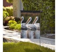 Drapeau de 71 x 40 cm - Décoration d'extérieur - Bannière robuste - Trois pélicans - En polyester 200D - Avec 2 œillets - Bannière de jardin pour les vacances - Toutes saisons