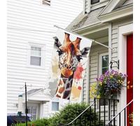 Drapeau de 9,1 x 1,5 m résistant à la décoloration pour l'extérieur - Bannière décorative élégante en forme d'animal aquarelle girafe - Drapeaux de jardin double face avec œillets en laiton - Toile de