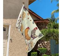 Drapeau de 9,1 x 6,1 cm résistant à la décoloration pour extérieur Bannière décorative poule papillon parmi les fleurs Drapeaux de jardin Drapeau mural double face avec œillets en laiton Toile de fond