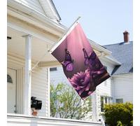Drapeau de 9,1 x 6,1 cm résistant à la décoloration pour l'extérieur - Bannière décorative 3D avec fleurs et papillons violets - Drapeau mural double face avec œillets en laiton - Toile de fond