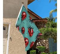 Drapeau de 9,1 x 6,1 m résistant à la décoloration pour l'extérieur - Bannière décorative - Coccinelles rouges sur fond bleu - Drapeau de jardin double face avec œillets en laiton - Toile de fond