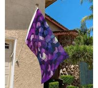 Drapeau de 9,1 x 6,1 m résistant à la décoloration pour l'extérieur - Bannière décorative - Cubes de couleur abstraite - Drapeaux de jardin violets - Drapeau mural double face avec œillets en laiton