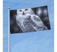Drapeau de 90 cm x 150 cm, drapeau double face 200D, bannière lourde en forme de chouette arctique, bannière de bienvenue, bannière d'extérieur avec œillets en laiton, drapeaux de jardin pour toutes