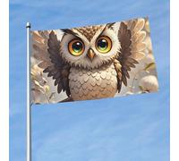 Drapeau de 90 cm x 150 cm, drapeau double face 200D, bannière lourde en forme de chouette mignonne pour décoration extérieure avec œillets en laiton, drapeaux de jardin pour toutes les saisons