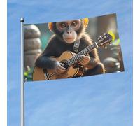 Drapeau de 90 cm x 150 cm, drapeau double face 200D lourd bannière de musique singe de bienvenue drapeaux de bienvenue bannière d'extérieur avec œillets en laiton drapeaux de jardin pour toutes les